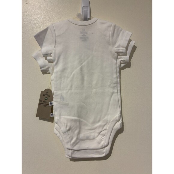 NWT Honest Baby 3-Pack Short-Sleeve White Bodysuits - 3-6M - Picture 2 of 4